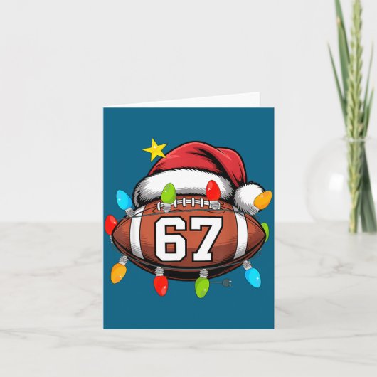 Christmas 67 Meme Football Santa Hat Funny Xmas Bo カード (正面)