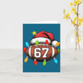 Christmas 67 Meme Football Santa Hat Funny Xmas Bo カード (黄色い花)