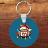 Christmas 67 Meme Football Santa Hat Funny Xmas Bo キーホルダー (正面)