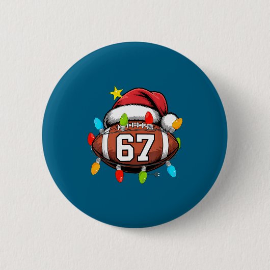 Christmas 67 Meme Football Santa Hat Funny Xmas Bo 缶バッジ (正面)