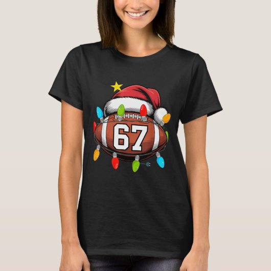 Christmas 67 Meme Football Santa Hat Funny Xmas Bo Tシャツ (正面)