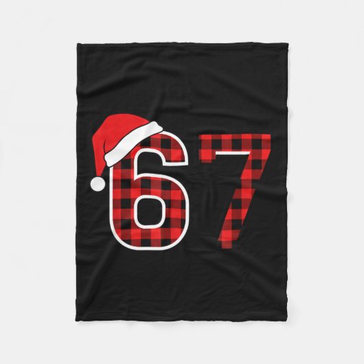 Christmas 67 Meme Six Seven Buffalo Plaid Santa Ha フリースブランケット (正面)