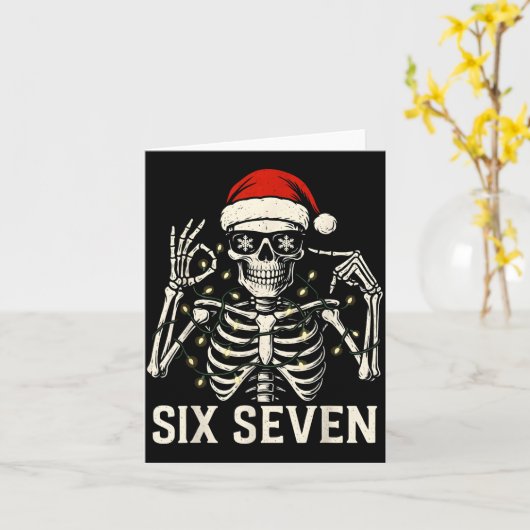 Christmas 67 Meme Skeleton With Santa Hat For Men  カード (黄色い花)