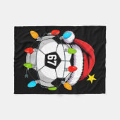 Christmas 67 Meme Soccer Ball Santa Hat Funny Xmas フリースブランケット (正面(横))