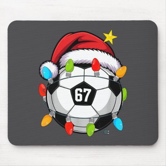 Christmas 67 Meme Soccer Ball Santa Hat Funny Xmas マウスパッド (正面)