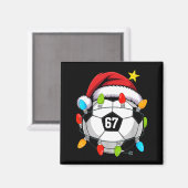 Christmas 67 Meme Soccer Ball Santa Hat Funny Xmas マグネット (正面/裏面)