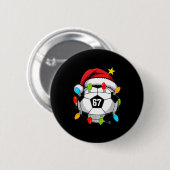 Christmas 67 Meme Soccer Ball Santa Hat Funny Xmas 缶バッジ (正面&裏面)