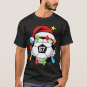 Christmas 67 Meme Soccer Ball Santa Hat Funny Xmas Tシャツ (正面)