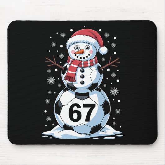 Christmas 67 Meme Soccer Snowman Tree Funny Xmas B マウスパッド (正面)