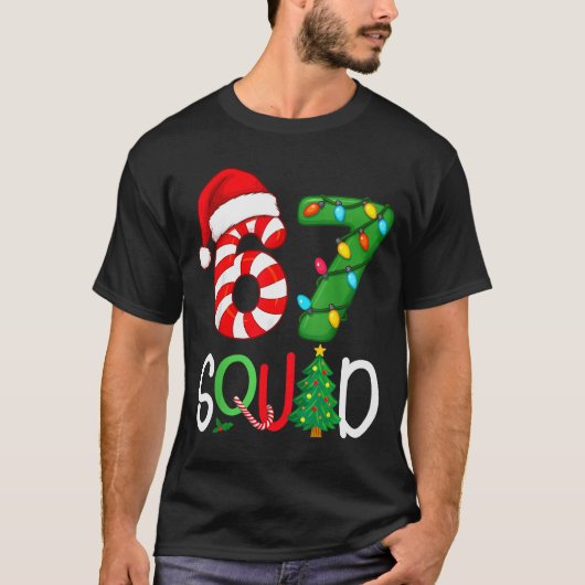 Christmas 67 Squad Funny Candy Cane And Lights Xma Tシャツ (正面)