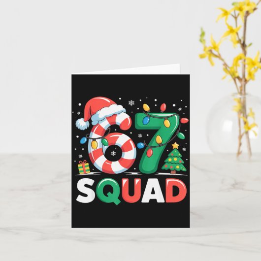 Christmas 67 Squad Funny Candy Cane Lights Holiday カード (黄色い花)