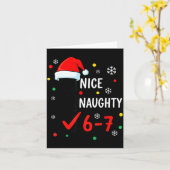Christmas 6-7 Meme Nice Naughty Checklist Santa Ha カード (黄色い花)