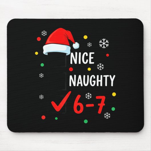 Christmas 6-7 Meme Nice Naughty Checklist Santa Ha マウスパッド (正面)