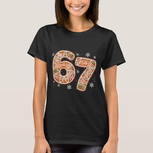 Christmas 6 7 Six Seven Funny 67 Meme Gingerbread  Tシャツ (正面)