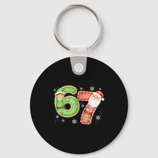 Christmas 6 7 Six Seven Funny 67 Meme Santa Claus キーホルダー (正面)