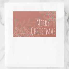 Christmas abstract floral wine red design 長方形シール