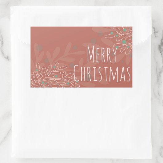 Christmas abstract floral wine red design 長方形シール (バッグ)