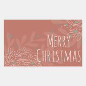 Christmas abstract floral wine red design 長方形シール (正面)