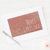 Christmas abstract floral wine red design 長方形シール (封筒)