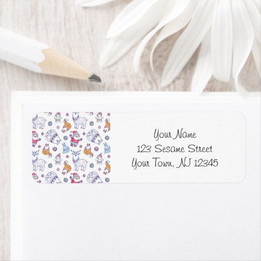 Christmas Address Labels - Reindeers and Fir Trees ラベル (インサイチュ)