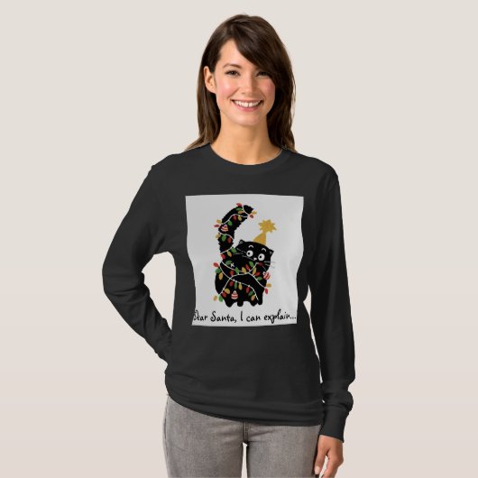Christmas Aesthetic Santa Cat Cute Funny Tシャツ (正面フル)
