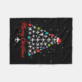 Christmas Airplane Tree Merry Christmas Lot Travel フリースブランケット (正面(横))