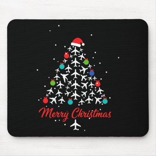 Christmas Airplane Tree Merry Christmas Lot Travel マウスパッド (正面)
