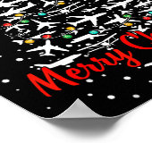 Christmas Airplanes Tree Lots Merry Christmas Men  ポスター (角)