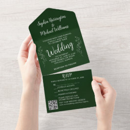 Christmas All in One Wedding Invite Holiday Green  オールインワン招待状