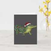 Christmas Alligator Holiday Reptile Funny Festive  カード (黄色い花)