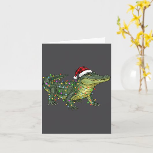 Christmas Alligator Holiday Reptile Funny Festive  カード (黄色い花)