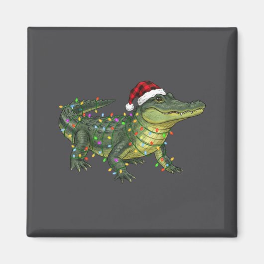 Christmas Alligator Holiday Reptile Funny Festive マグネット (正面)