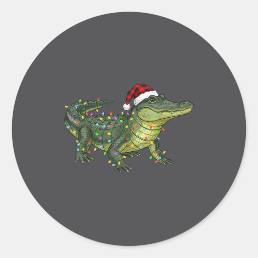 Christmas Alligator Holiday Reptile Funny Festive  ラウンドシール (正面)
