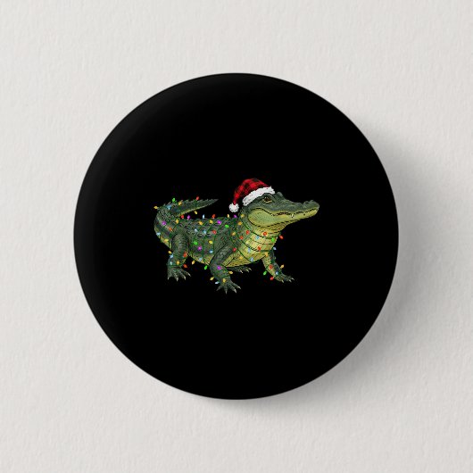 Christmas Alligator Holiday Reptile Funny Festive  缶バッジ (正面)