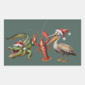 Christmas Alligator Pelican Crawfish Goose Animal 長方形シール (正面)