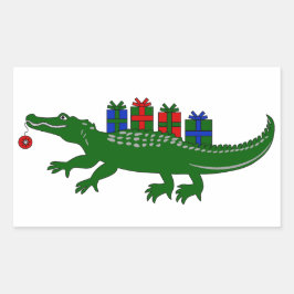 Christmas Alligator Stickers 長方形シール