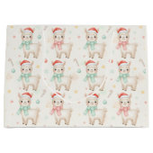 Christmas Alpaca Gift Bag  Cute Holiday Llama  ラージペーパーバッグ (正面)