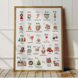 Christmas Alphabet ABC Poster Kids Room Decor ポスター