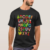 Christmas Alphabet ABCs Elemeno For Teacher Stude Tシャツ (正面)