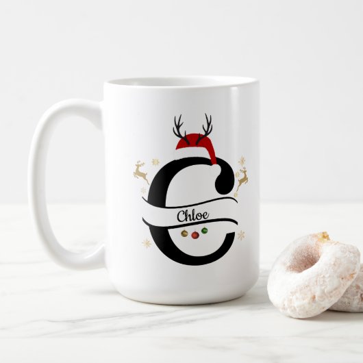 Christmas Alphabet Collection – Letter C Design コーヒーマグカップ (ドーナツ)