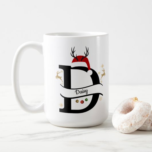 Christmas Alphabet Collection – Letter D Design コーヒーマグカップ (ドーナツ)