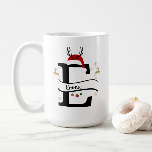 Christmas Alphabet Collection – Letter E Design コーヒーマグカップ (ドーナツ)