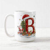 Christmas Alphabet Initial B with Santa Elves コーヒーマグカップ (左)