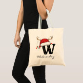 Christmas Alphabet Monogram Tote Bag for Coworkers トートバッグ (正面(商品))