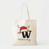 Christmas Alphabet Monogram Tote Bag for Coworkers トートバッグ (正面)