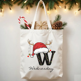 Christmas Alphabet Monogram Tote Bag for Coworkers トートバッグ