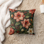 Christmas Amaryllis & Ornament Floral Pillow クッション (ブランケット)