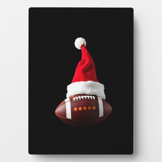 Christmas American Football Ball Santa Hat (1) フォトプラーク (正面)