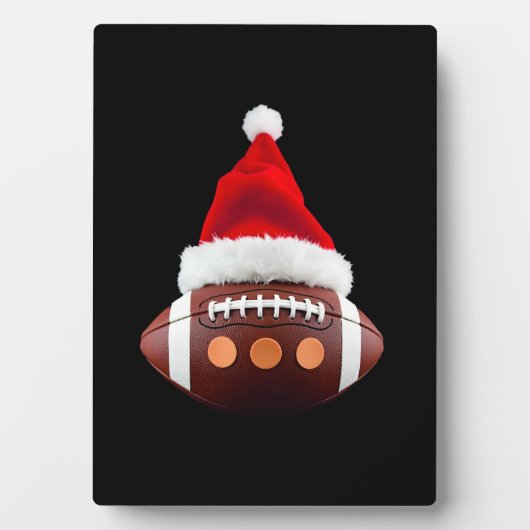 Christmas American Football Ball Santa Hat (2) フォトプラーク (正面)