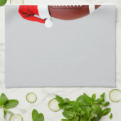 Christmas American Football Ball Santa Hat (3) キッチンタオル (折り畳み)